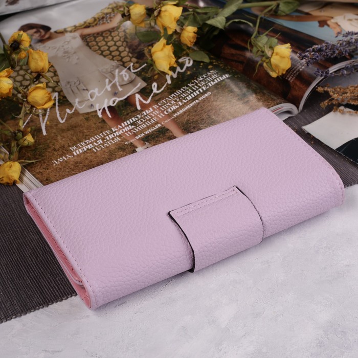 Кошелёк женский, 3 отдела, для карт, монет, цвет розовый