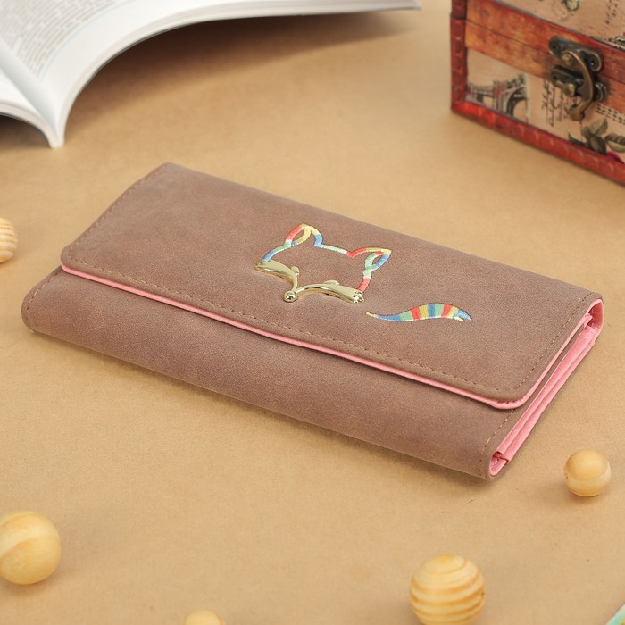 Кошелёк женский, 3 отдела, для карт, монет, цвет коричневый