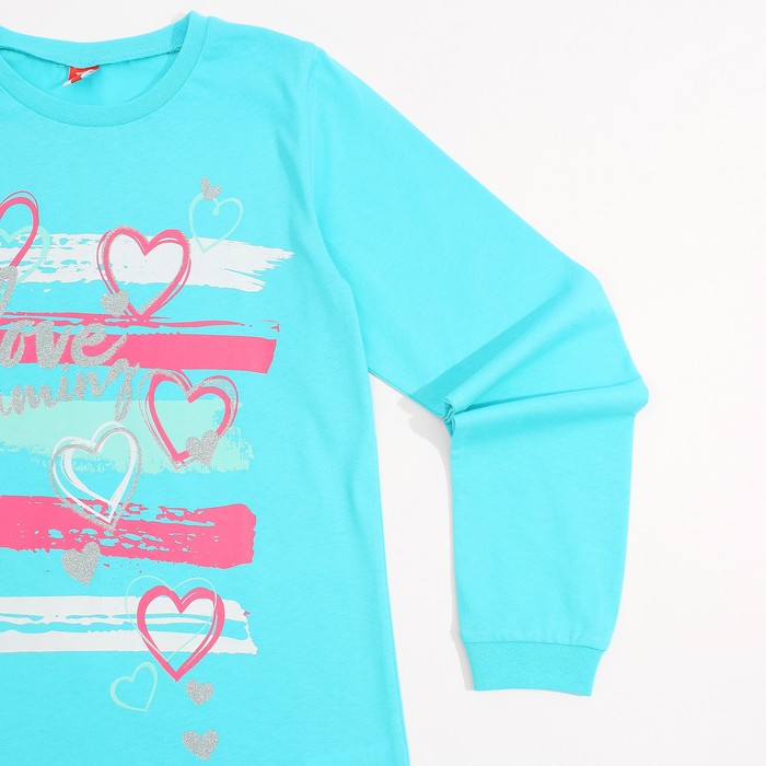 Пижама для девочки, рост 128 см, цвет бирюзовый