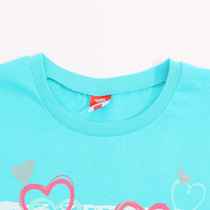 Пижама для девочки, рост 128 см, цвет бирюзовый