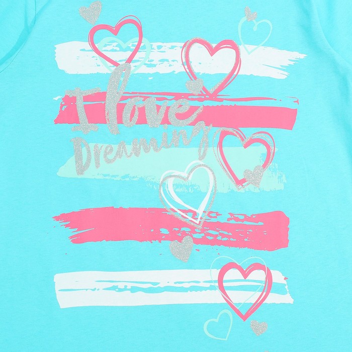 Пижама для девочки, рост 128 см, цвет бирюзовый