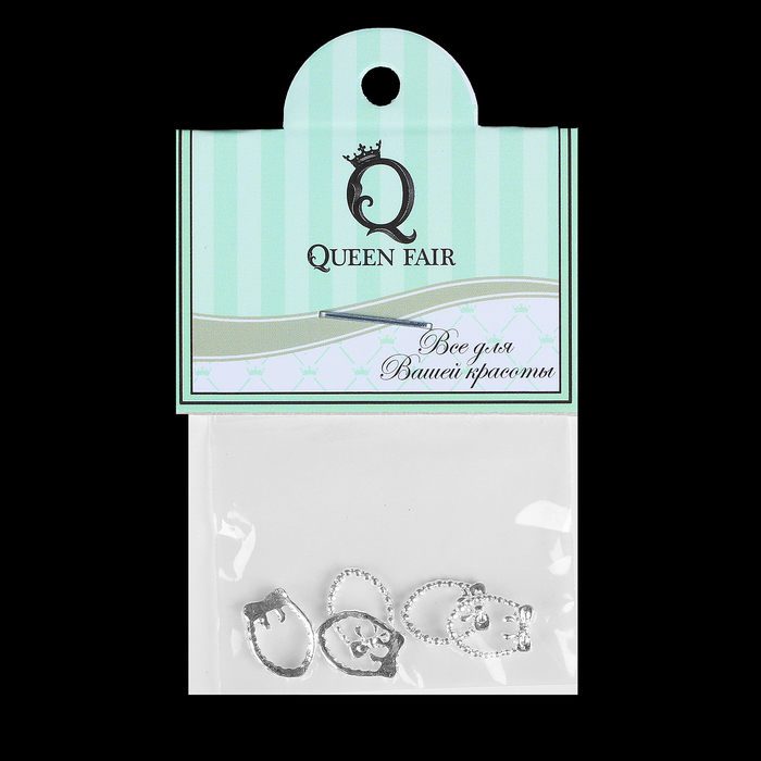 Декоративный элемент "Венок с бантиком", 5шт, цвет серебристый