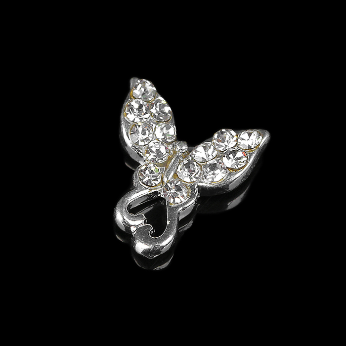 Декоративный элемент "Бабочка с сердцем", цвет серебристый