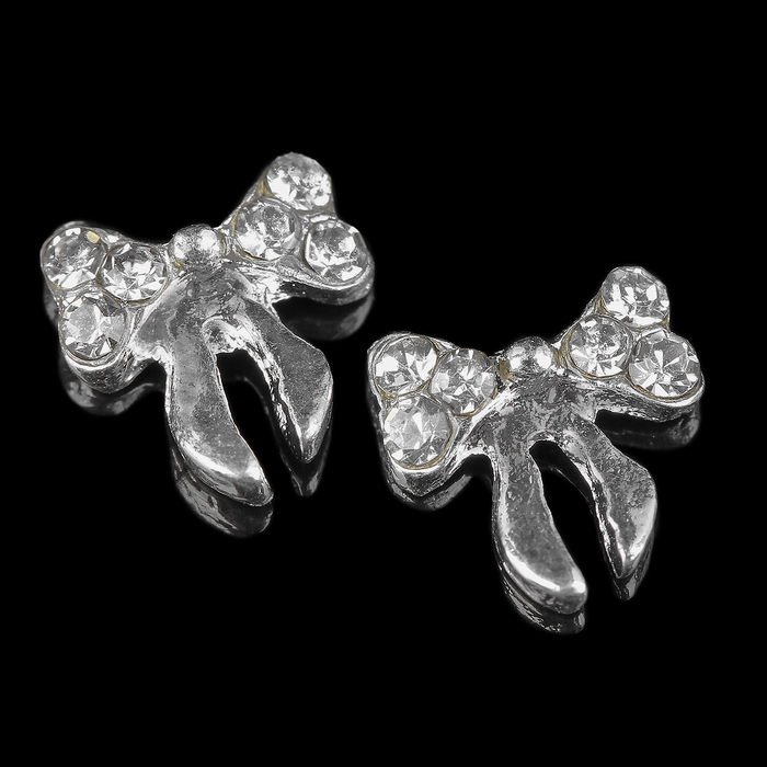 Декоративный элемент "Бант", 2шт, цвет серебристый