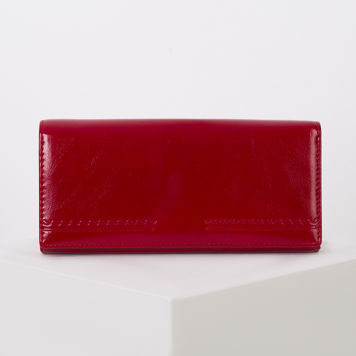 Кошелёк женский на магните, 4 отдела, для карт, 2 отдела на рамке, цвет красный