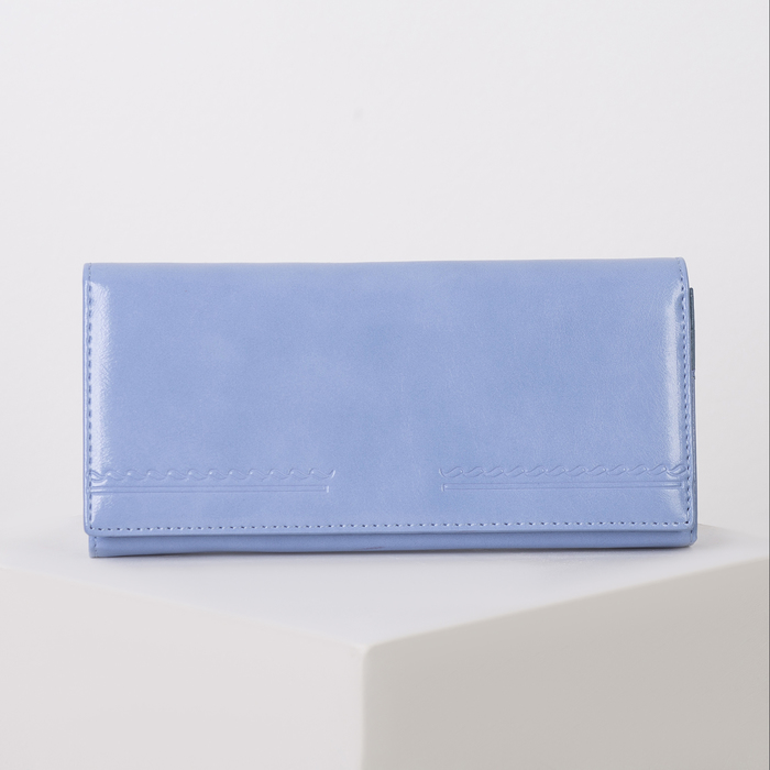 Кошелёк женский на магните, 4 отдела, 2 отдела на рамке, для карт, цвет голубой
