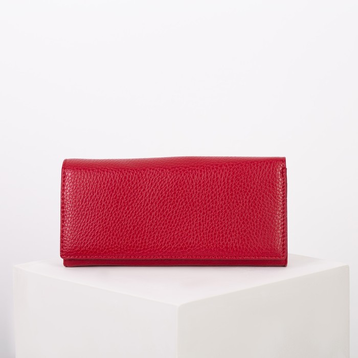 Кошелёк женский на магните, 4 отдела, для карт, 2 отдела на рамке, цвет красный