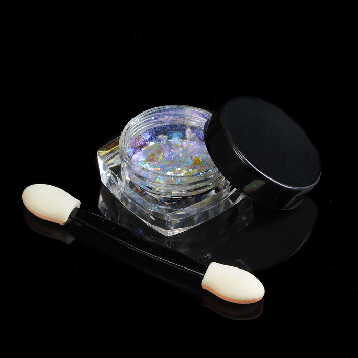 Хлопья Юки для декора ногтей, 1гр, с аппликатором, цвет бирюзовый/фиолетовый