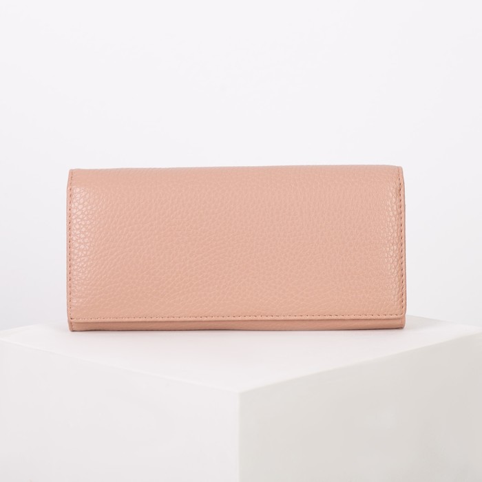 Кошелёк женский на магните, 4 отдела, для карт, 2 отдела на рамке, цвет пудра