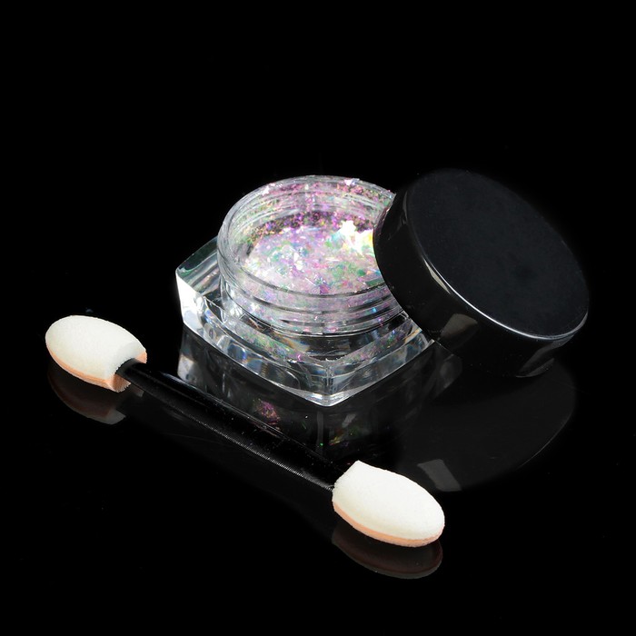 Хлопья Юки для декора ногтей, 1гр, с аппликатором, цвет фиолетовый/синий