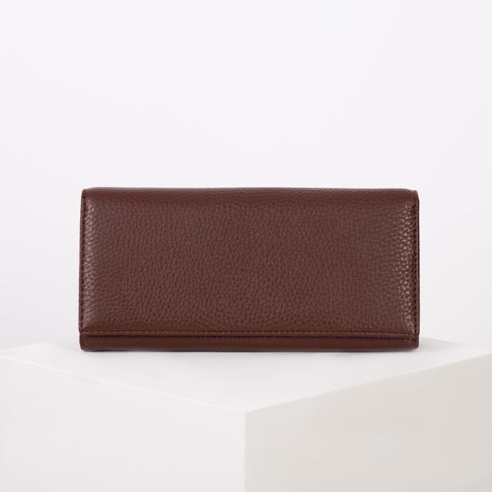 Кошелёк женский на магните, 2 отдела на рамке, 4 отдела, для карт, цвет коричневый