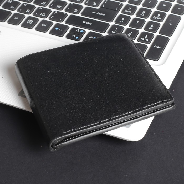 Портмоне мужское, 3 отдела, для карт, цвет чёрный