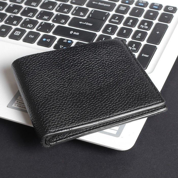 Портмоне мужское, 3 отдела, для карт, цвет чёрный