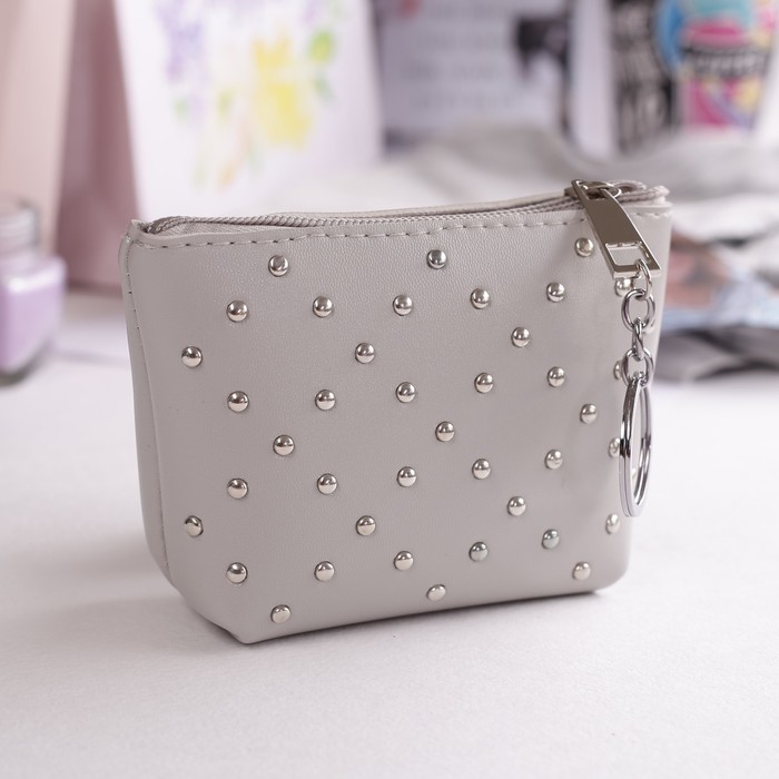 Кошелёк женский на молнии с кольцом, 1 отдел, цвет бежевый