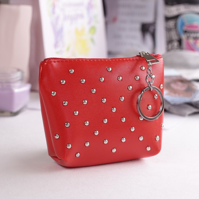 Кошелёк женский на молнии с кольцом, 1 отдел, цвет красный