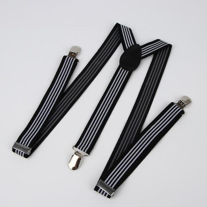 Подтяжки взрослые «Полоски», ширина - 2,5 см, цвет чёрный/белый