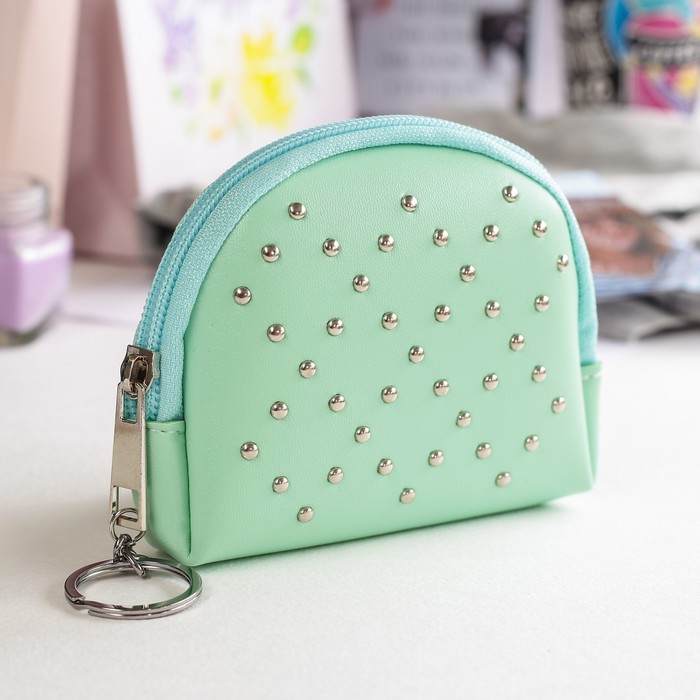 Кошелёк женский на молнии с кольцом, 1 отдел, цвет мятный