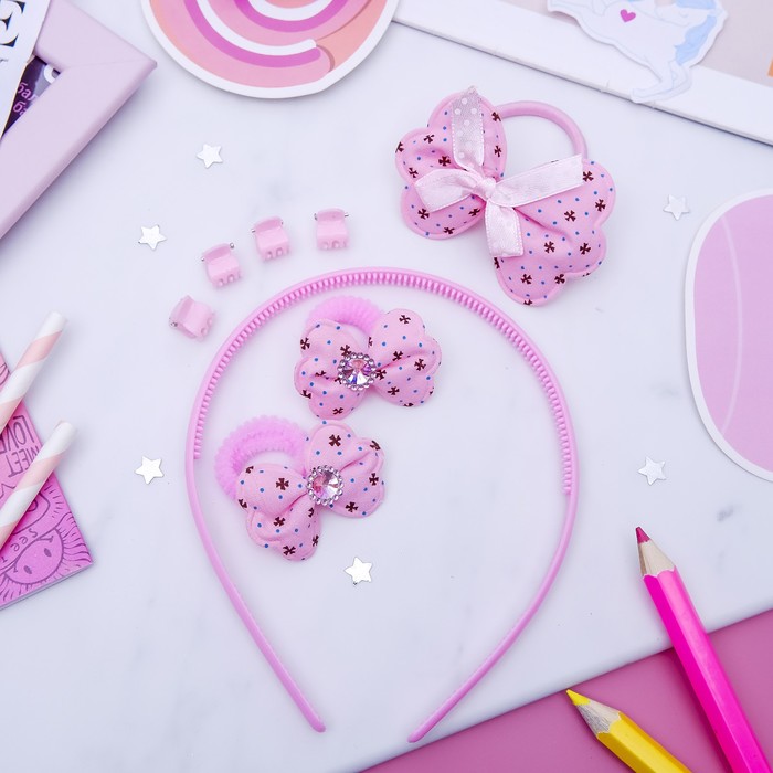 Набор для волос "Феечка" (1 ободок, 3 резинки, 4 краба) бантики