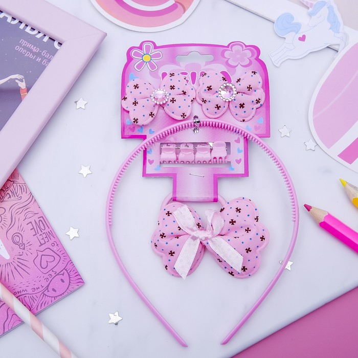Набор для волос "Феечка" (1 ободок, 3 резинки, 4 краба) бантики