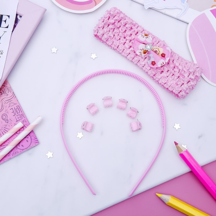 Набор для волос "Феечка" (1 ободок, 1 повязка, 6 крабов) бантик