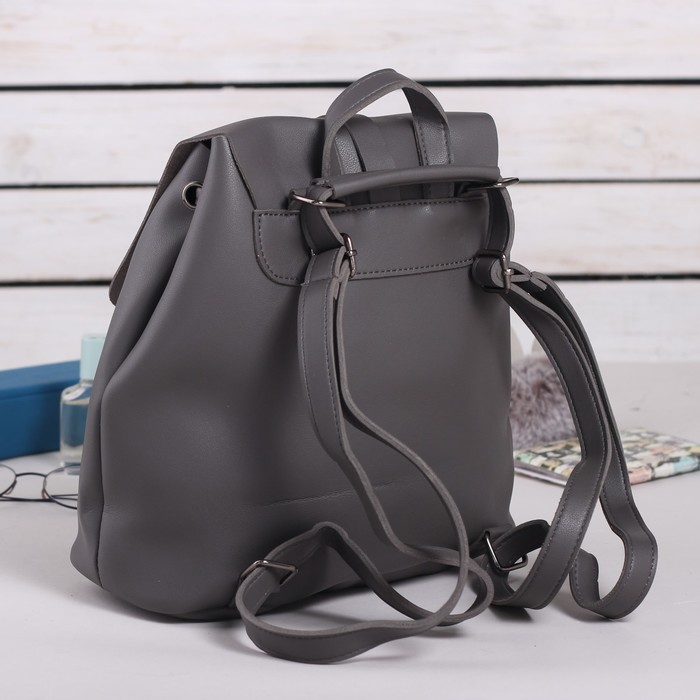 Рюкзак молодёжный, отдел на шнурке, цвет серый