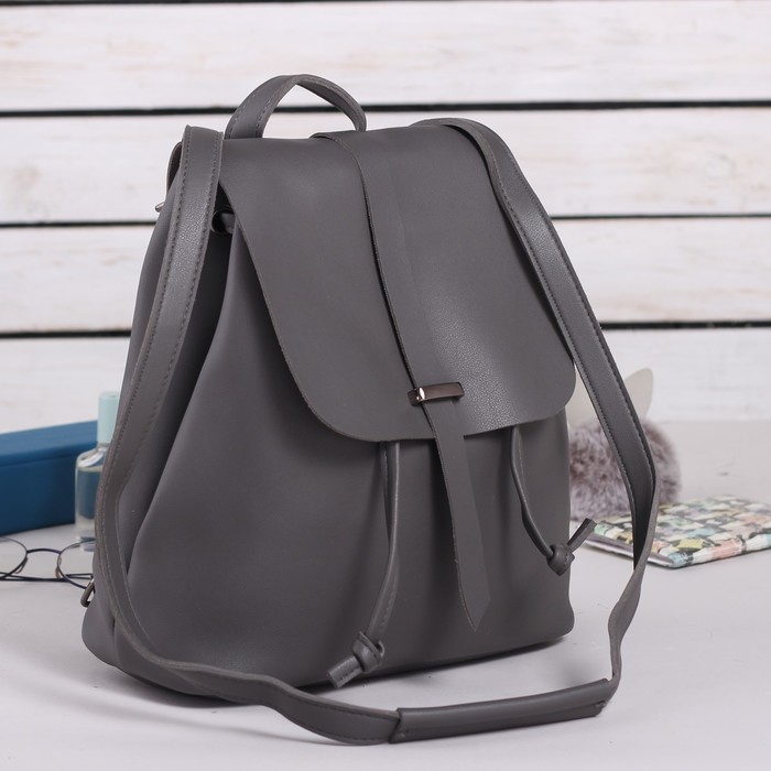 Рюкзак молодёжный, отдел на шнурке, цвет серый