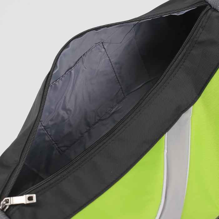 Сумка спорт Дориан, 38*18*22, 1 отд на молнии, бок/карман сетка, регул ремень, зеленый