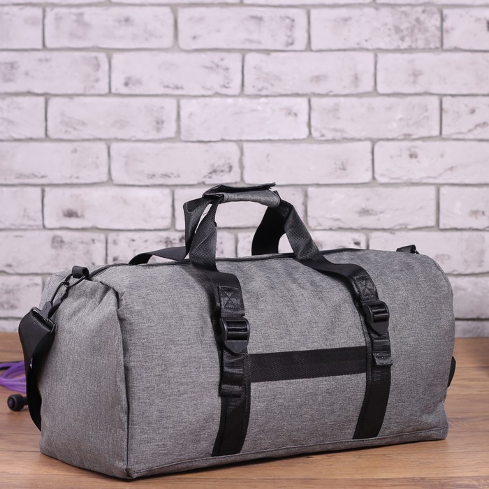 Сумка спорт Майкл, 46*20*23,5, 1 отд на молнии, длинн ремень, серый