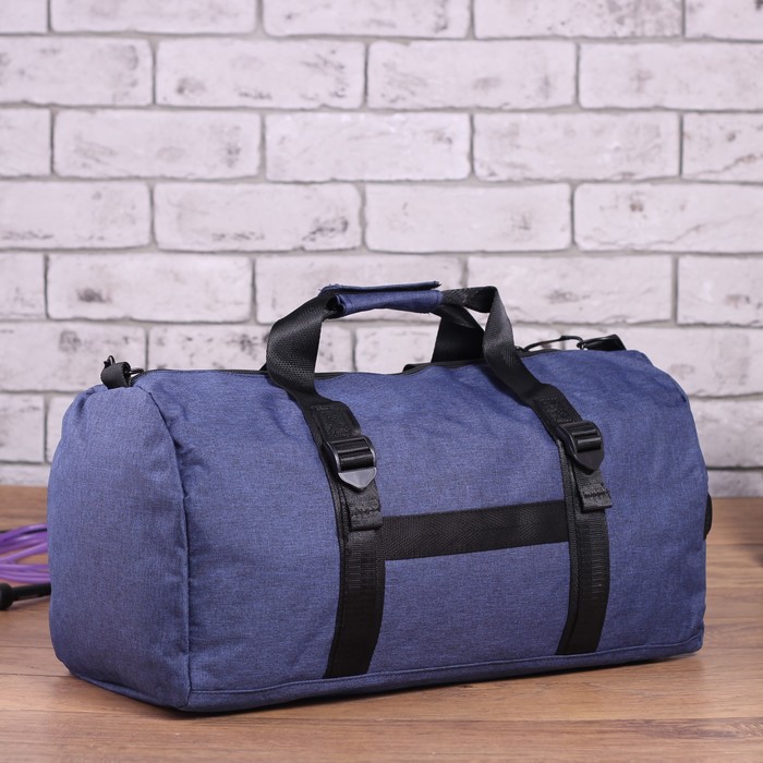 Сумка спорт Майкл, 46*20*23,5, 1 отд на молнии, длинн ремень, синий