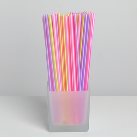 Набор одноразовых трубочек для напитков, 0,5×21 см, 100 шт, цвет МИКС
