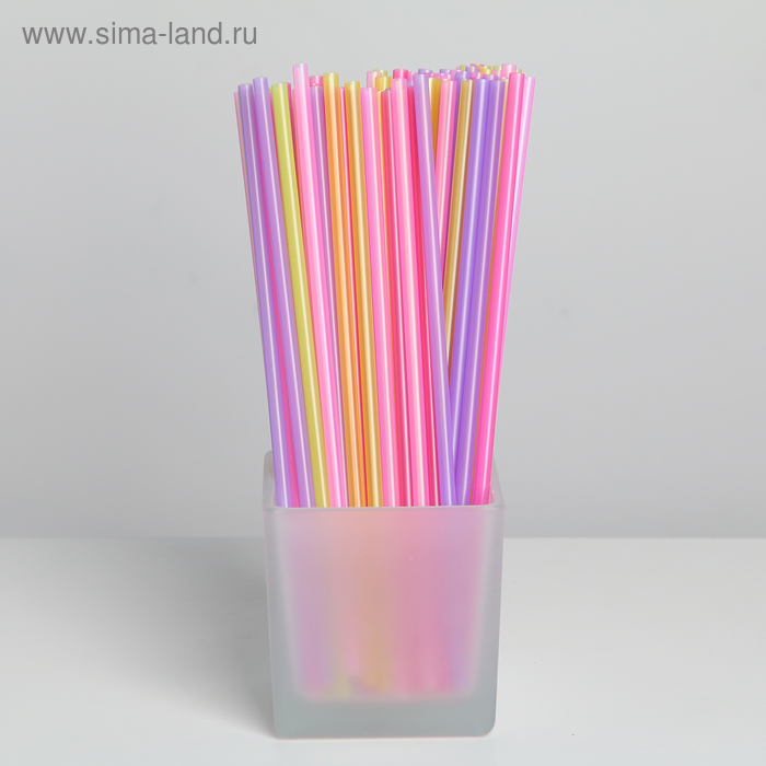 Трубочки одноразовые для напитков, 0,5×21 см, 100 шт, цвет микс трубочки одноразовые для коктейля доляна 0 5×21 см 250 шт цвет микс