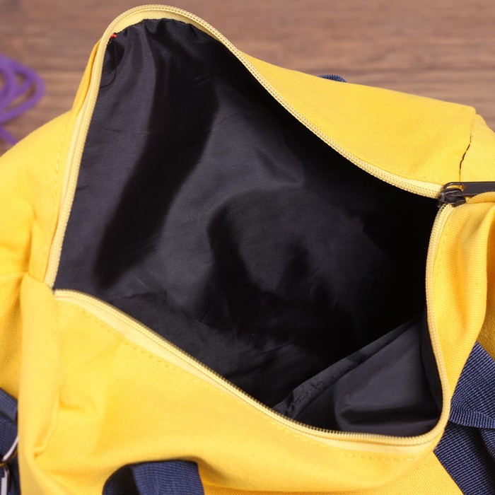 Сумка спорт Оскар, 34*19*21, 1 отд на молнии, н/карман, длинн ремень, синий/желтый