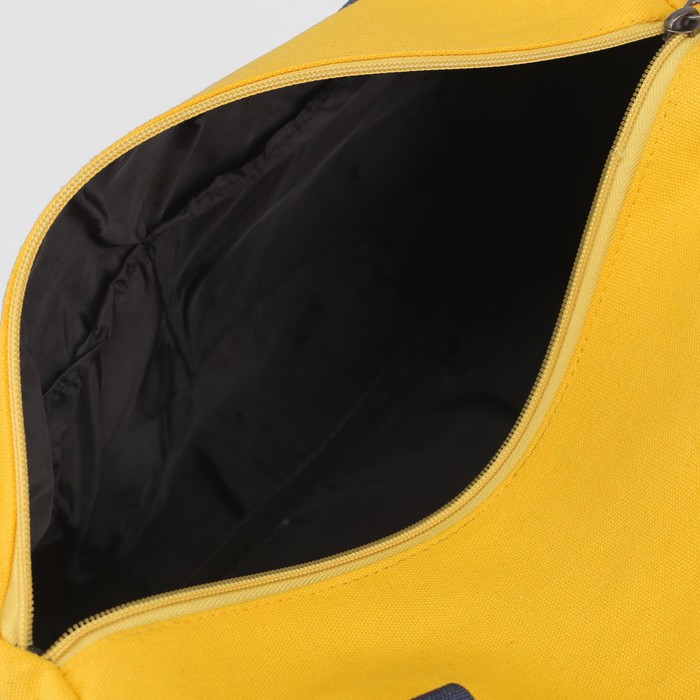 Сумка спорт Оскар, 34*19*21, 1 отд на молнии, н/карман, длинн ремень, синий/желтый