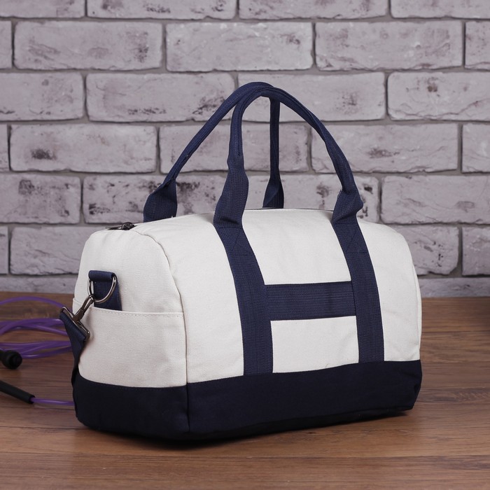 Сумка спорт Оскар, 34*19*21, 1 отд на молнии, н/карман, длинн ремень, черный/белый