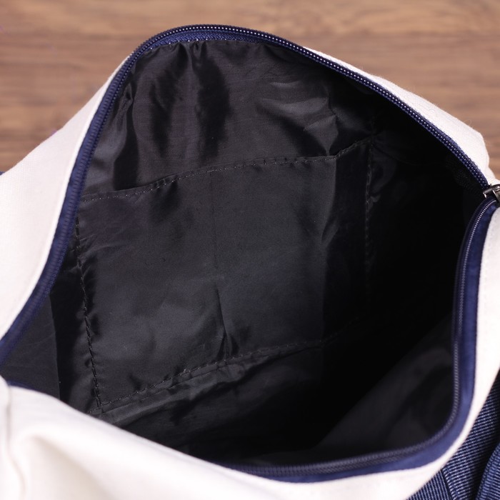 Сумка спорт Оскар, 34*19*21, 1 отд на молнии, н/карман, длинн ремень, черный/белый