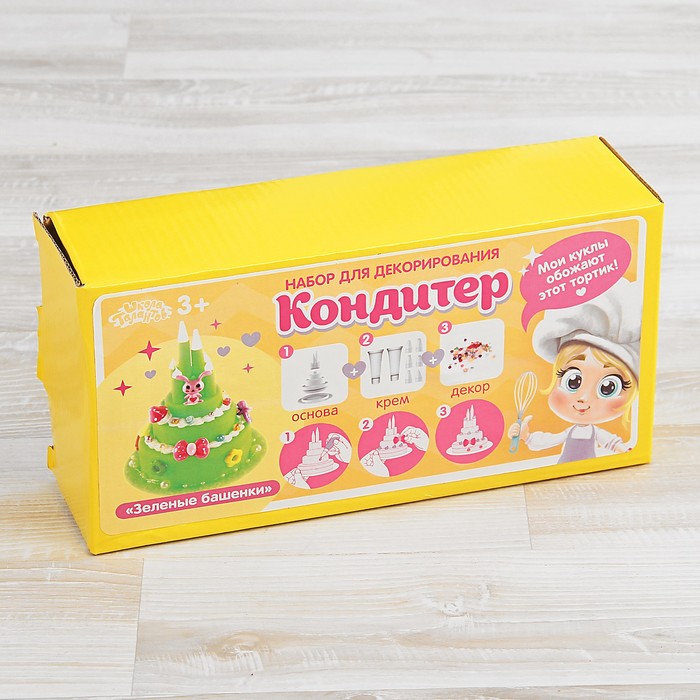 Набор юного кулинара - создай тортик "Башенки-зеленые" 6 нас для массы, декор, 2 шт по 15мл