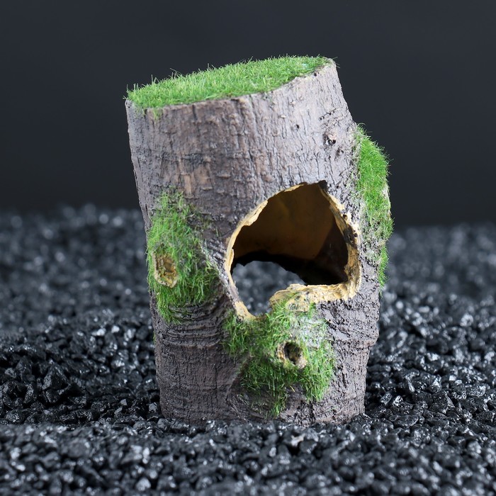 Грот для аквариума "Пенек со мхом", 8 х 7,5 х 11 см