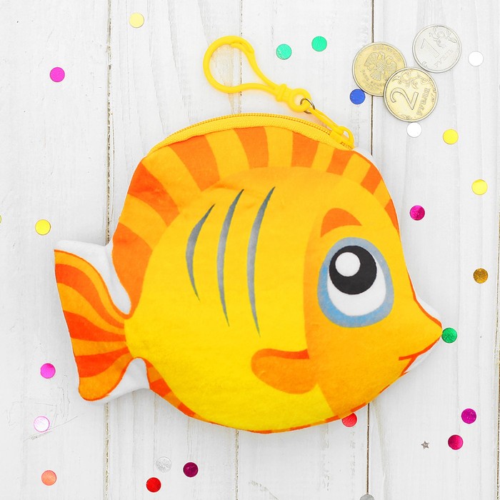 Кошелек мягкий "Рыбка" жёлтая, на карабине