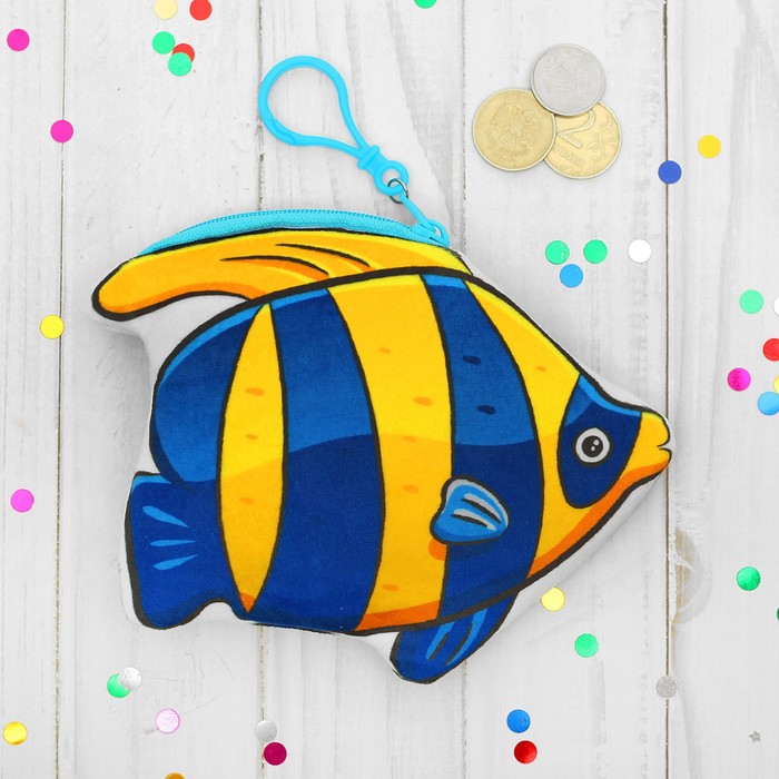 Кошелек мягкий "Полосатая рыбка" на карабине