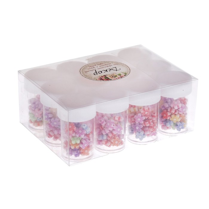 Декор для творчества в банке "Цветочки" (набор 12 шт) вес 14 гр 5х9,5х13 см