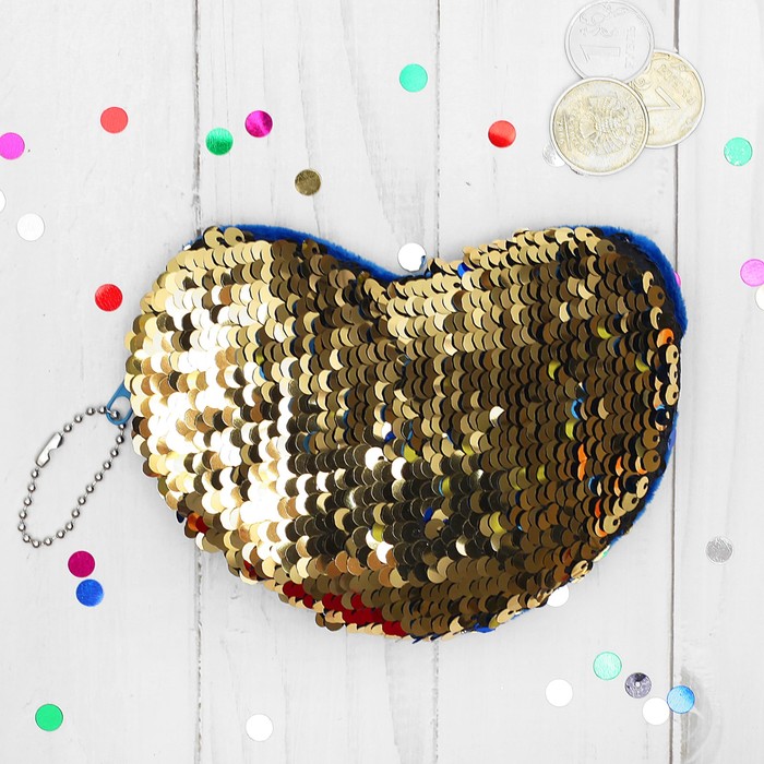 Мягкий кошелёк "Нежное сердце", пайетки хамелеон