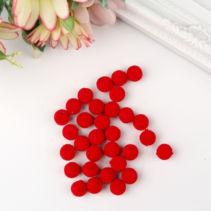 Набор бусин для творчества бархатное напыление "Красные" набор 30 шт 0,8х0,8 см