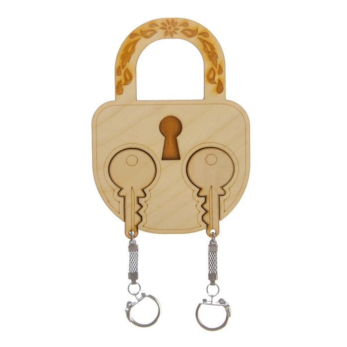 Ключница открытая дерево "Замок и ключики" 10х14 см