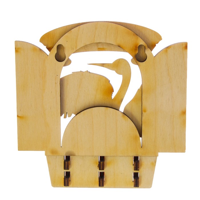 Ключница открытая дерево "Домовенок" 13х13,5 см