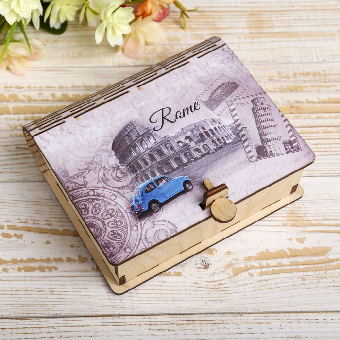 Шкатулка дерево "Книга. Рим" цветная 20х12х5 см