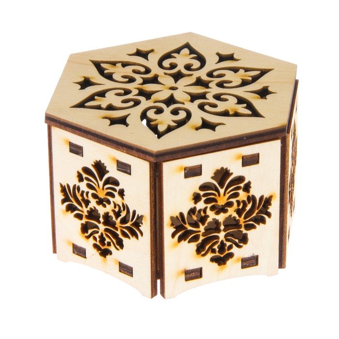 Шкатулка дерево "Шестигранная" 9х8х5 см