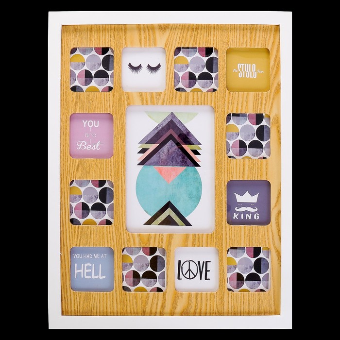 Фоторамка пластик на 13 фото 7х7, 13х18 см "Эко-стиль" 45х36 см