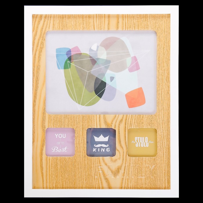 Фоторамка пластик на 4 фото 7х7, 20х25 см "Эко-стиль. Семья" 45х36 см