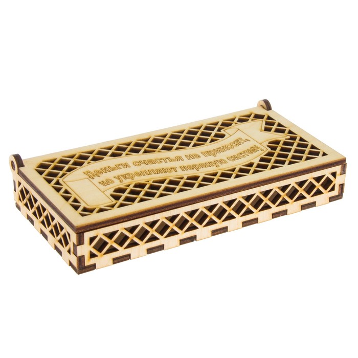 Шкатулка дерево "Деньги счастья не приносят" 17х8х3 см