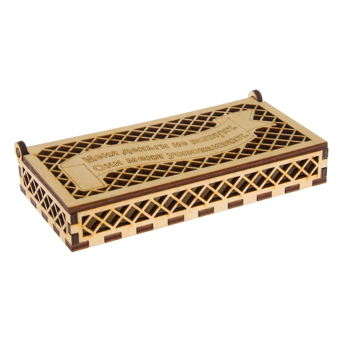 Шкатулка дерево "Меня деньги не волнуют" 17х8х3 см